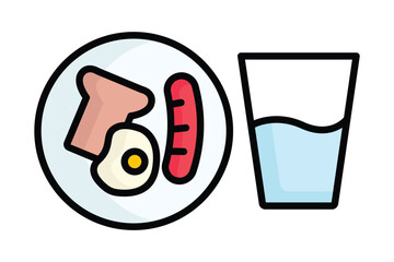 Brunch icon. colored outline icon style. icon related to eat. catering elements vector illustration