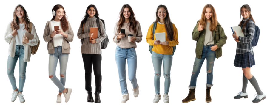 PNG Student portrait backpack smiling, transparent background