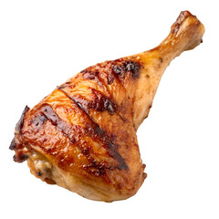 grilled chicken leg isolated on transparent background Generative Ai.
