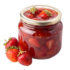 Delicious strawberry jam isolated on transparent background Generative Ai.
