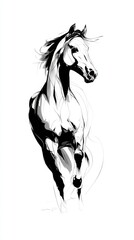 Obraz premium Graceful, black and white illustration of a powerful steed.