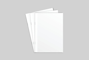Vector realistic 3d magazine mockup with white blank cover isolated on background. For the business presentation magazine, notebook, booklet, brochure, catalogue or a publisher advertising corporate
