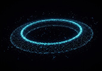 Glowing blue ring of particles on a black background creates a futuristic effect
