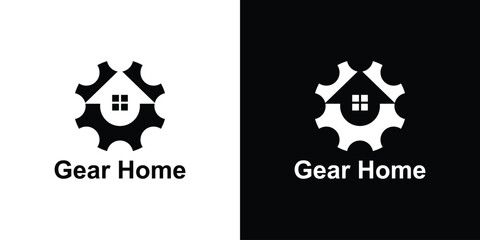 Fototapeta premium logo design combination gear and home,real estate ,logo design symbol,icon,idea,creative.