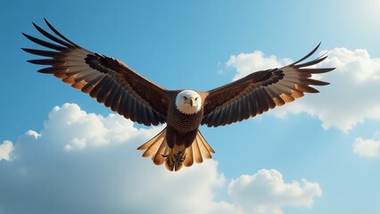 Obraz premium Majestic eagle soaring in the sky, sharp eyes, strong wings, high altitude, freedom, bird of prey, outdoor view