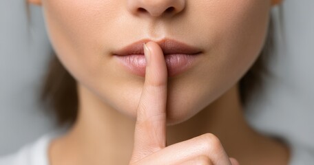Fototapeta premium Close-up of a woman gesturing for silence.