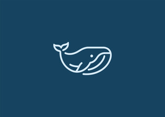 Abstract whale line logo for ocean, calm, or eco-conscious branding.
