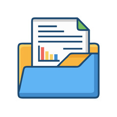 Folder with Chart - Office Report Icon