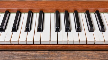 Vintage Piano Keyboard Close Up Off White and Black Keys on Rustic