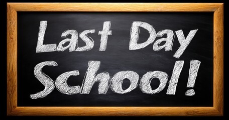 Obraz premium Chalkboard with 'Last Day of School!' message.