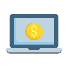 Laptop with Dollar Sign - Finance Work Icon