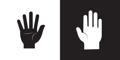 Fototapeta premium Raising hands vector isolated icon illustration. Open hands emoticon. White and Black color Design.