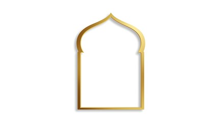 Golden Arabic Arch Isolated on White Background