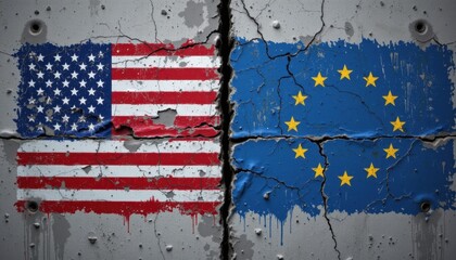 Conflict and cooperation between the usa and europe political landscape global relations cracked wall conceptual art