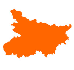 Bihar state map in orange &ndash; isolated flat vector graphic