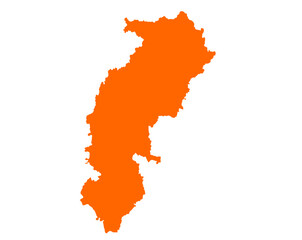 Fototapeta premium Chhattisgarh state map in orange – isolated flat vector graphic