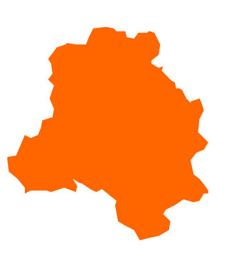 Delhi state map in orange &ndash; isolated flat vector graphic