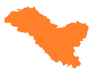 Ladakh state map in orange &ndash; isolated flat vector graphic