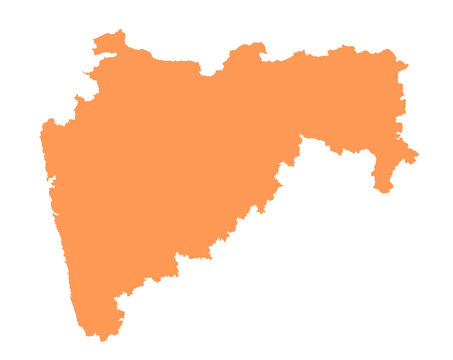 Maharashtra state map in orange &ndash; isolated flat vector graphic