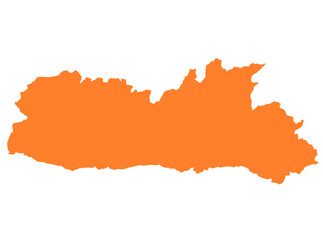 Meghalaya state map in orange – isolated flat vector graphic