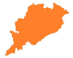Odisha state map in orange &ndash; isolated flat vector graphic