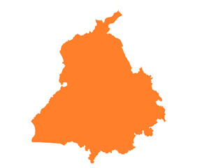 Panjab state map in orange – isolated flat vector graphic