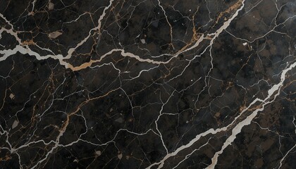 Luxurious Polished Black Marble Texture with Gold and White Veins for High-End Interior Design, Countertops, and Architectural Surfaces