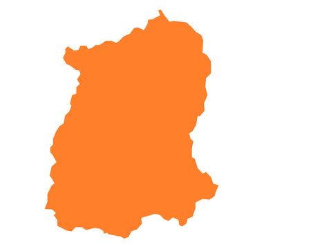 Sikkim state map in orange &ndash; isolated flat vector graphic