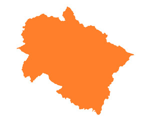Uttarakhand state map in orange – isolated flat vector graphic
