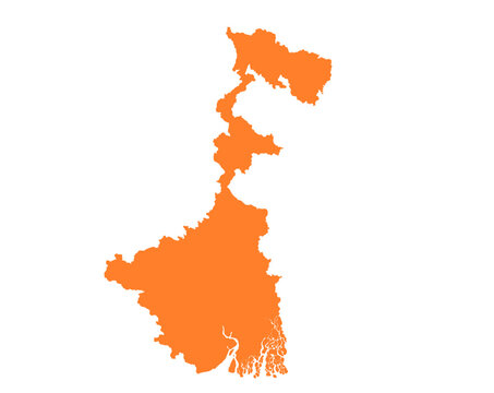 West Bengal state map in orange &ndash; isolated flat vector graphic