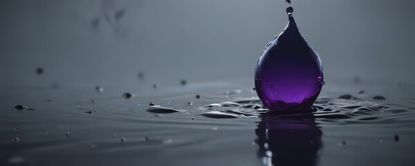 Ink drop floats magically; water reflects its hue ,  photo,  macro,  picture