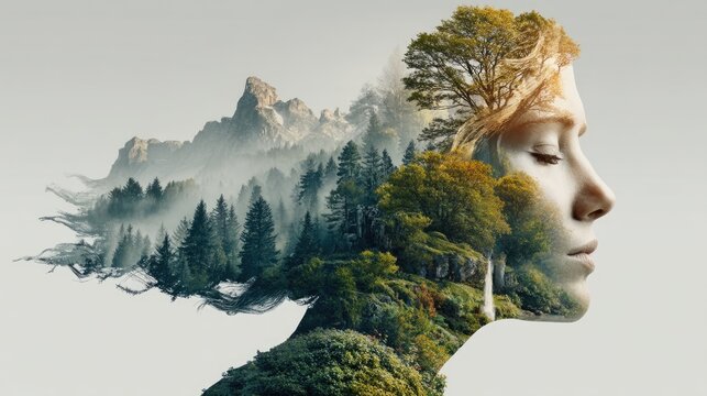 Calm mind and nature connection serene forest landscape digital art tranquil environment peaceful view