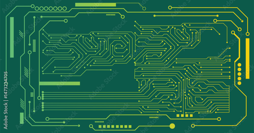 Aufkleber circuit technology background with hi-tech digital data connection system and computer electronic de