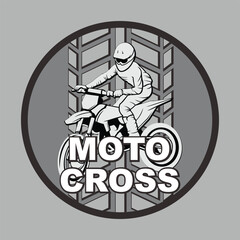 Motocross Dirt Bike Silver and Gray with Tire Trail Emblem Vector