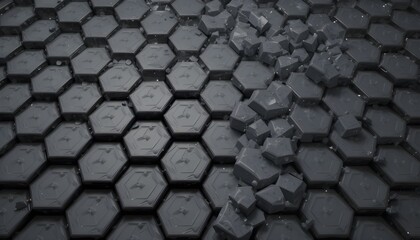 Dark Hexagon Wallpaper or Background in 3D Render for Modern and Geometric Design








