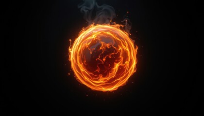 Fototapeta premium Explosive fire circle animation digital art abstract background dynamic visuals creative concept