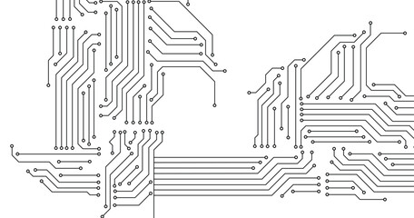 Black circuit diagram on white background. Vector illustration.