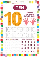 Worksheets for children – kids activity – write numbers