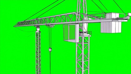 Tower crane illustration; a detailed depiction of machinery and components