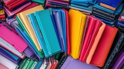 Colorful stacked notebooks and journals