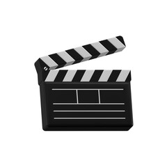 3d movie clapperboard isolated on transparent background.