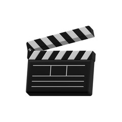 3d movie clapperboard isolated on transparent background.