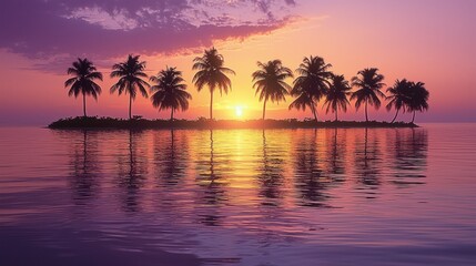 Obraz premium Tropical island paradise at sunset (1)