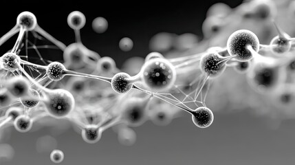 Obraz premium Abstract monochrome art depicting interconnected blockchain nodes in a digital environment