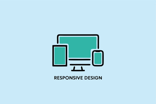 Vector icon of responsive design showing websites displayed on different digital devices