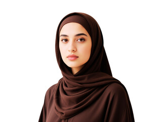 Naklejka premium Portrait of a Young Muslim Woman Wearing a Brown Hijab