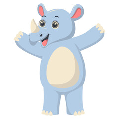 Cute Rhino Cartoon Character. Isolated Vector Illustration.