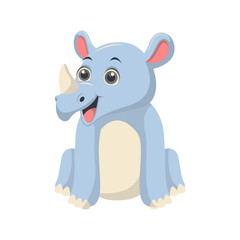 Cute Rhino Cartoon Character. Isolated Vector Illustration.