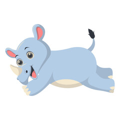 Cute Rhino Cartoon Character. Isolated Vector Illustration.