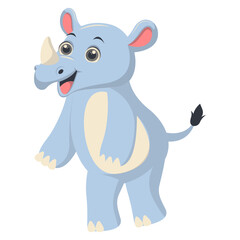 Cute Rhino Cartoon Character. Isolated Vector Illustration.